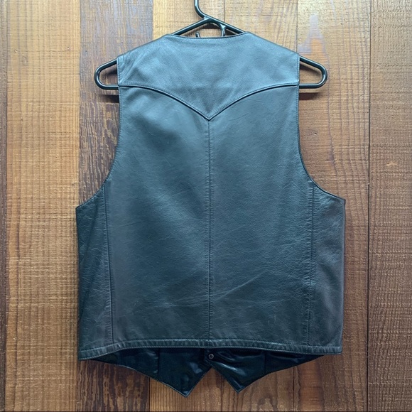 Scully vintage genuine leather classic black button down vest - Picture 4 of 15